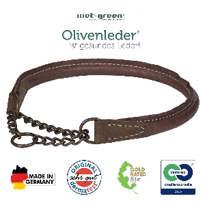 AKAH Collier en cuir d'olive à couture ronde